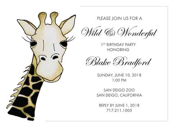 se hagarman wholesale birthday invitation giraffe