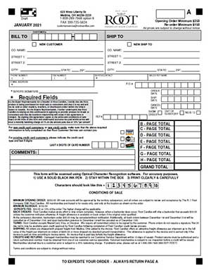 Root Candles 2021 January Order Form