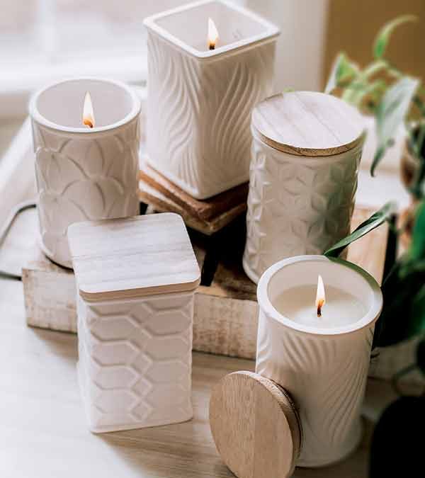 swan creek candle company white pottery canisters